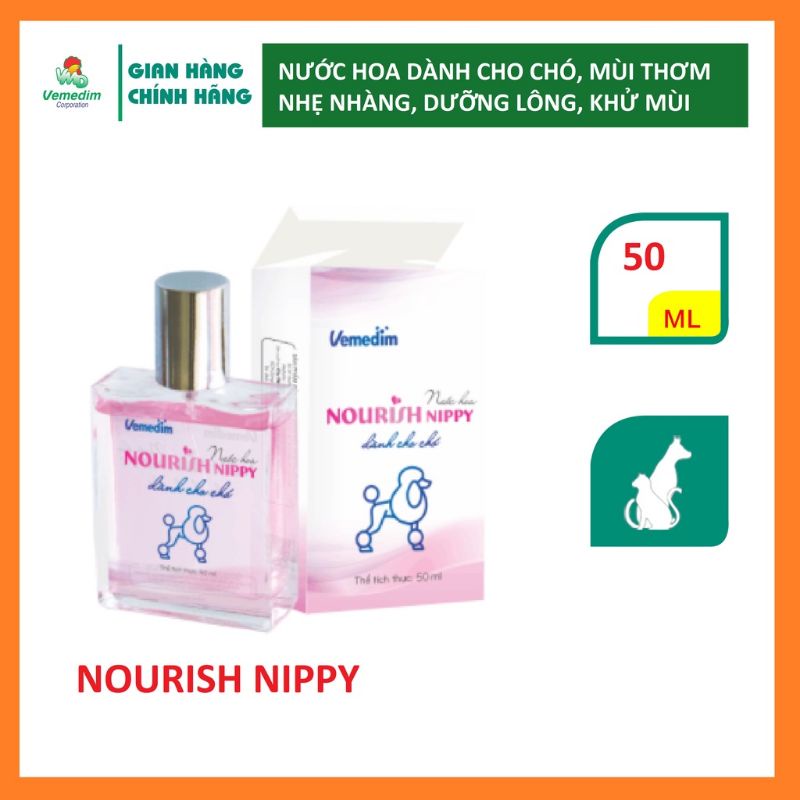 Vemedim NOURISH NIPPY - Nước hoa dành cho chó, mùi thơm nhẹ nhàng, dưỡng lông, khử mùi, chai 50ml