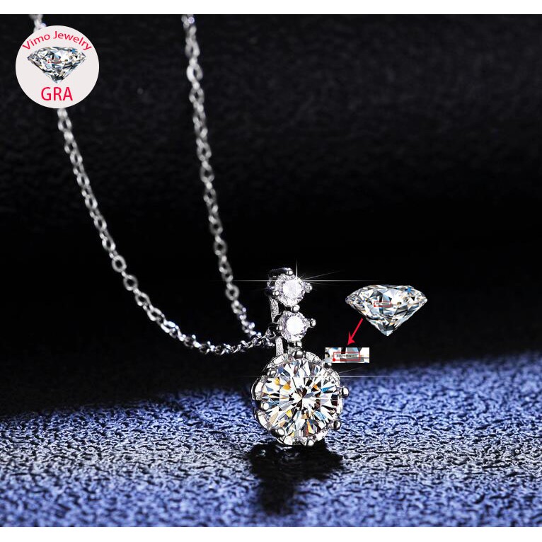 Mặt Vòng cổ Bạc s925 Hình Bông Tuyết Cổ Điển Thời Trang Cho Nữ One carat Moissanite