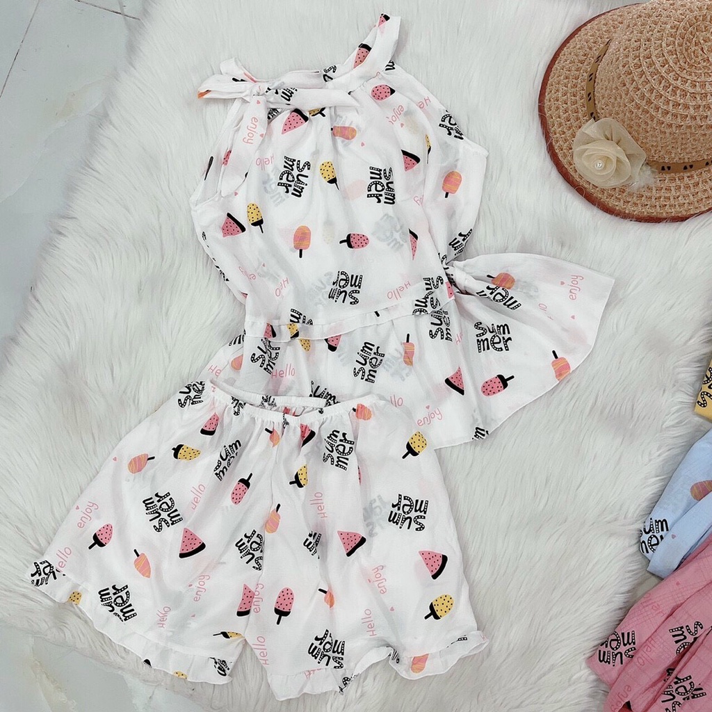 (HÌNH THẬT) Đồ bộ đùi nữ cổ yếm nơ siêu cute | BigBuy360 - bigbuy360.vn