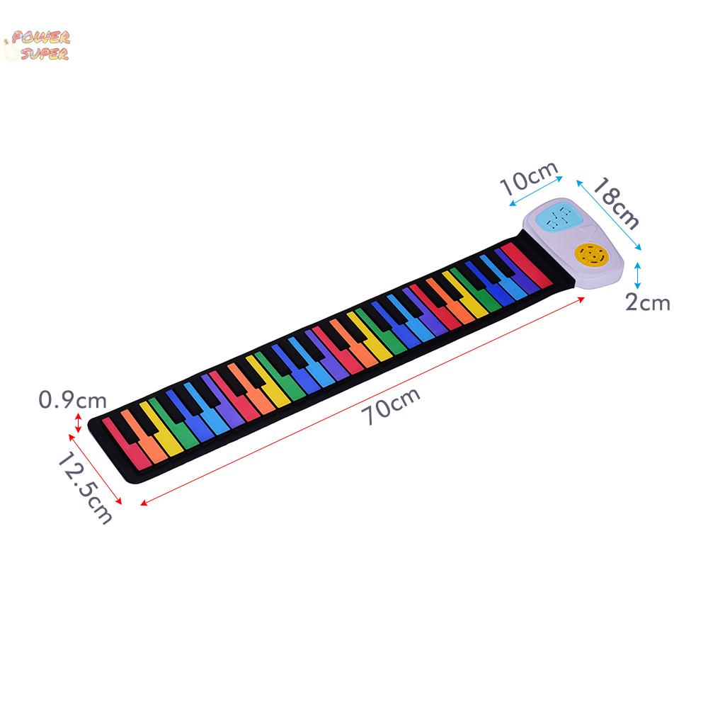 49 Keys Rainbow Roll-Up Piano Electronic Keyboard Colorful Silicon Keys Built-in Speaker Musical Education Toy for Children Kids