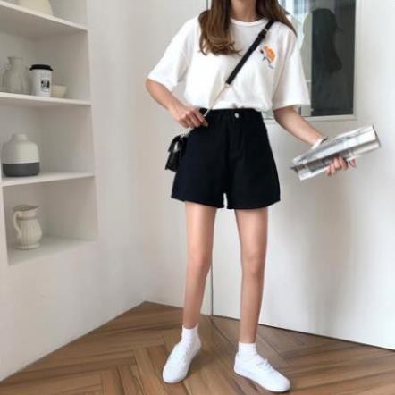 quần short ulzzang quần nữ đẹp cạp lưng cao sooc jean ngắn mềm jeans bò đen trắng New ྇  ཾ