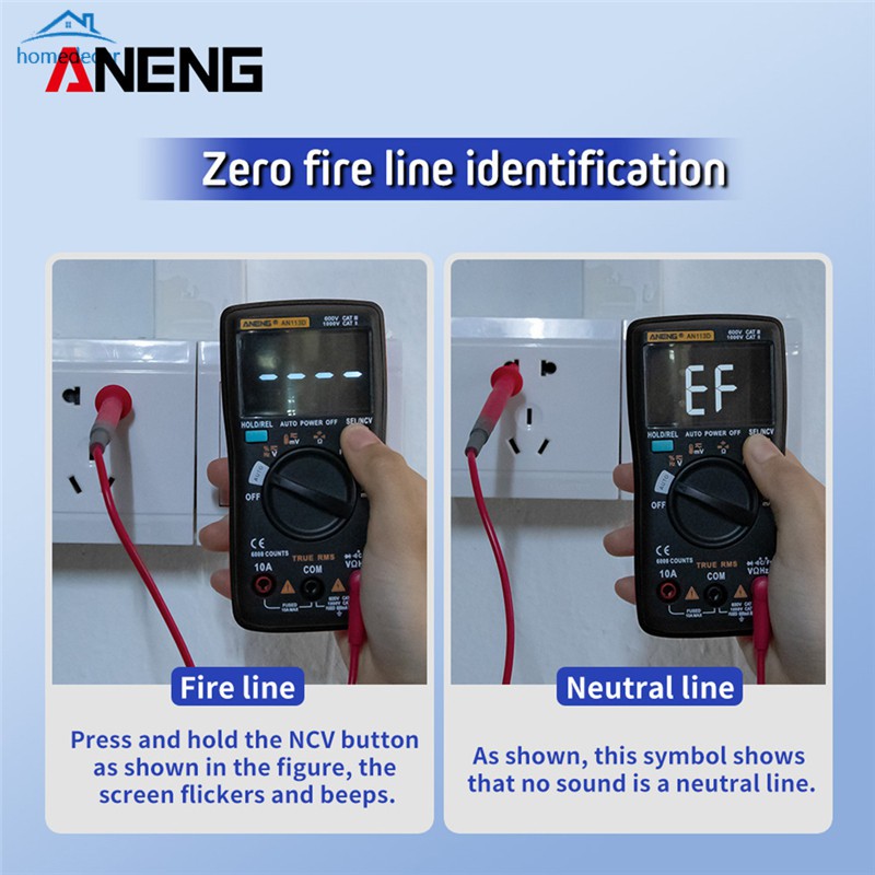 HD ANENG AN113D Digital Multimeter Transistor Tester Temperature Auto Ranging AC/DC Voltage Meter