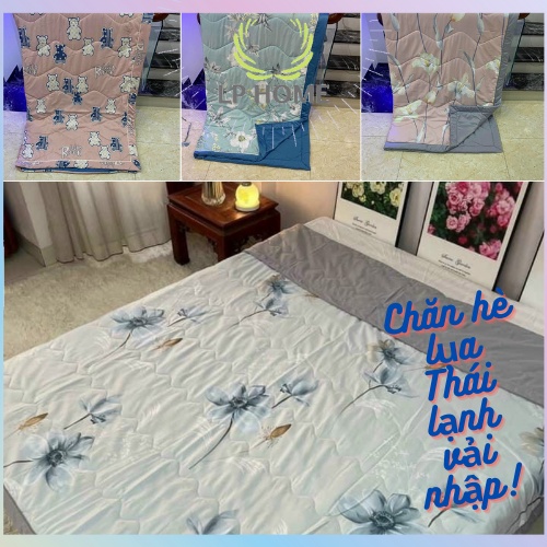 Chăn lụa Thái vải nhập cao cấp - Chăn hè chăn điều hòa được chọn màu siêu mát giường đôi 2m2 x 2m
