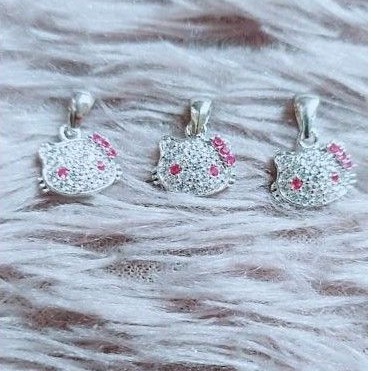 Mặt Dây Chuyền Mạ Bạc 925 Hình Mèo Hello Kitty