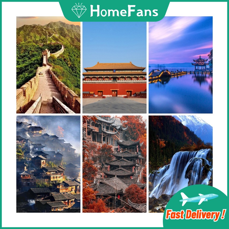 Bộ Tranh Đính Đá 5D DIY Hình Phong Cảnh Trung Hoa 30x40cm / 40x50cm