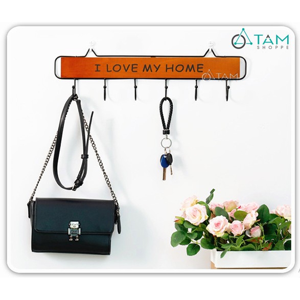 [LOẠI 1] Móc treo đồ gắn tường sắt mỹ thuật I LOVE MY HOME số 06