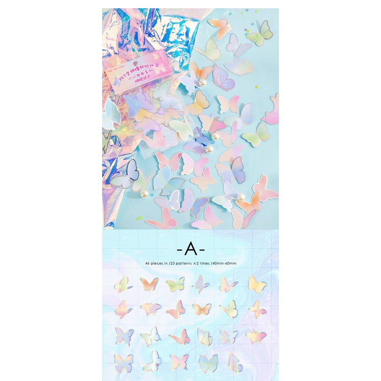 Miếng dán màu laser 8 kiểu trang trí Scrapbook Album DIY
