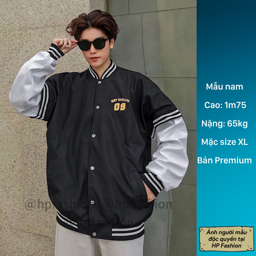 Áo bomber Varsity form rộng EVELYN 09 vải dù cao cấp ❤️ Áo khoác bóng chày dáng Unisex nam nữ D06