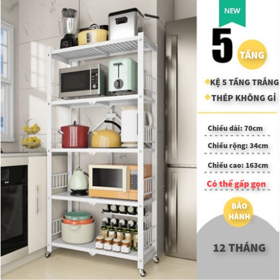 Kệ sắt để đồ đa năng gấp gọn có bánh xe, kệ gia dụng-Bảo hành 12 tháng