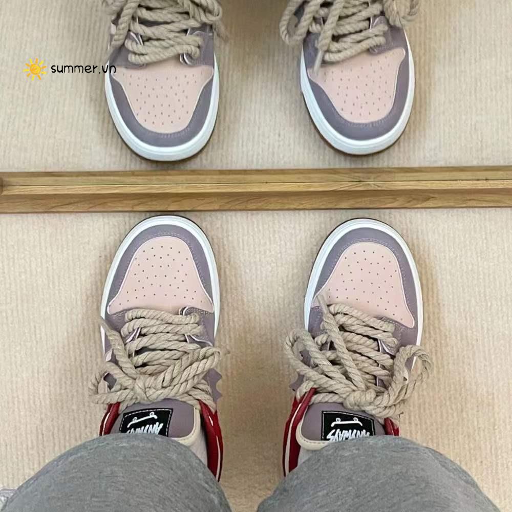 Giày Thể Thao Buộc Dây Gai Dầu Họa Tiết Graffiti Phong Cách Mới 2022