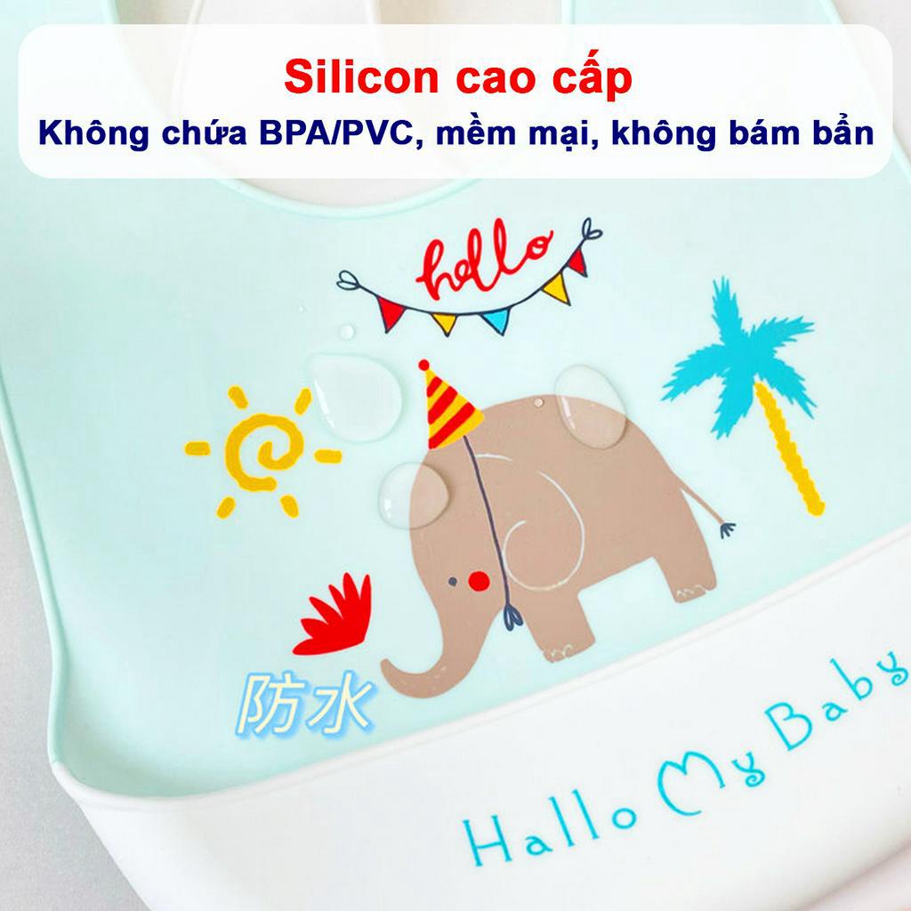 Yếm ăn dặm cho bé 0-4 tuổi cao cấp BBShine, Yếm ăn dặm silicon có máng mềm mại nhiều họa tiết đáng yêu – SS006