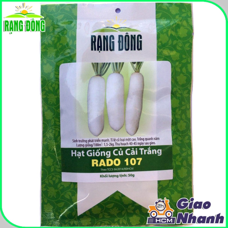 Hạt giống Củ Cải Trắng Dễ Trồng Củ To Dài, Sinh Trưởng Khỏe (gói 50 gram) - Hạt giống Rạng Đông