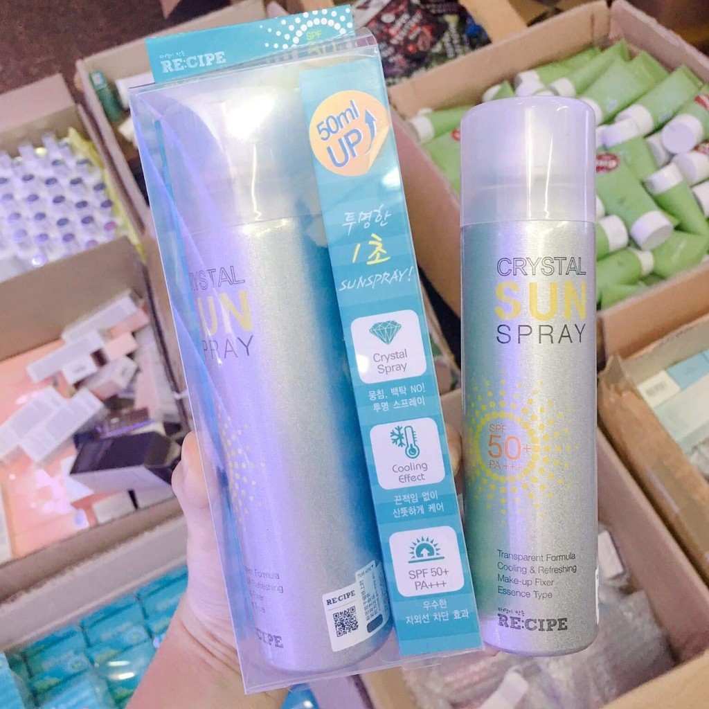 Xịt Chống Nắng RECIPE CRYSTAL SUN SPRAY - SPF 50 &amp; PA+++