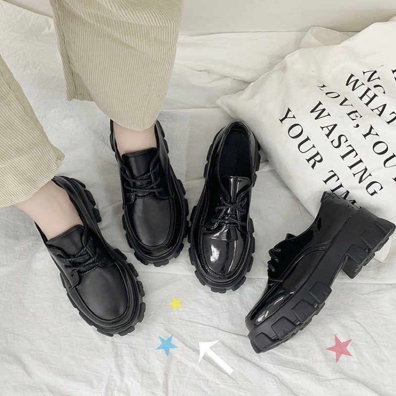 Giày boot oxford đế thô cá tính ulzzang xinh xắn