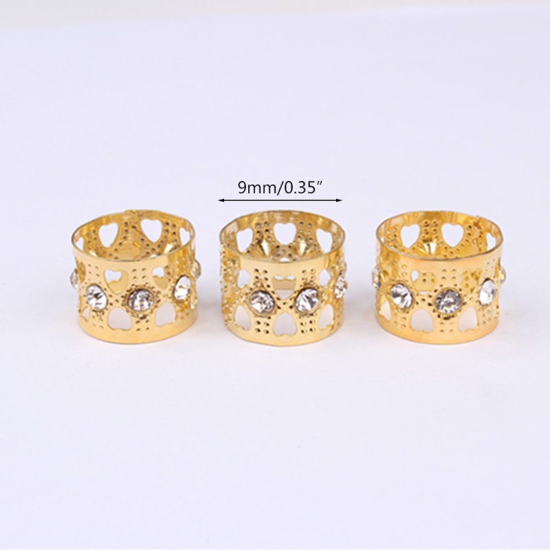 [Hàng mới về] Set 5 ống kẹp bện tóc điều chỉnh được bằng kim loại đính đá nhân tạo màu vàng/ màu bạc thời trang làm đẹp