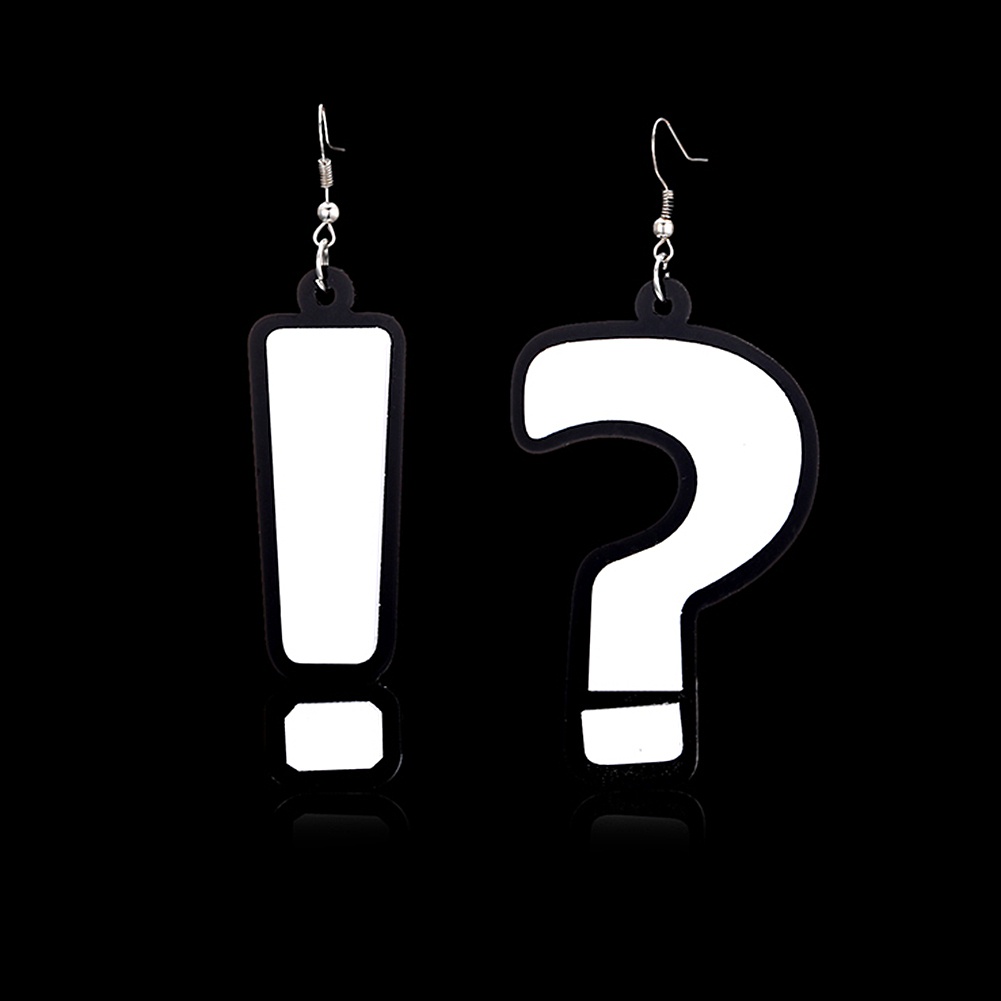 Đôi khuyên tai hình dấu chấm than và chấm hỏi cá tính thời trang cho nữ