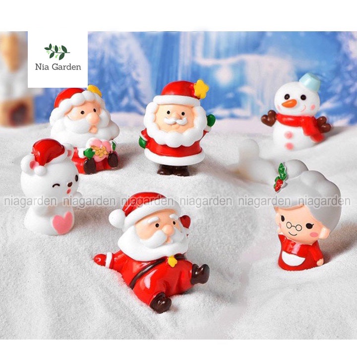 Trang trí noel mô hình giáng sinh mini decor cây thông vườn chậu cây Christmas người tuyết gấu Nia Garden N5