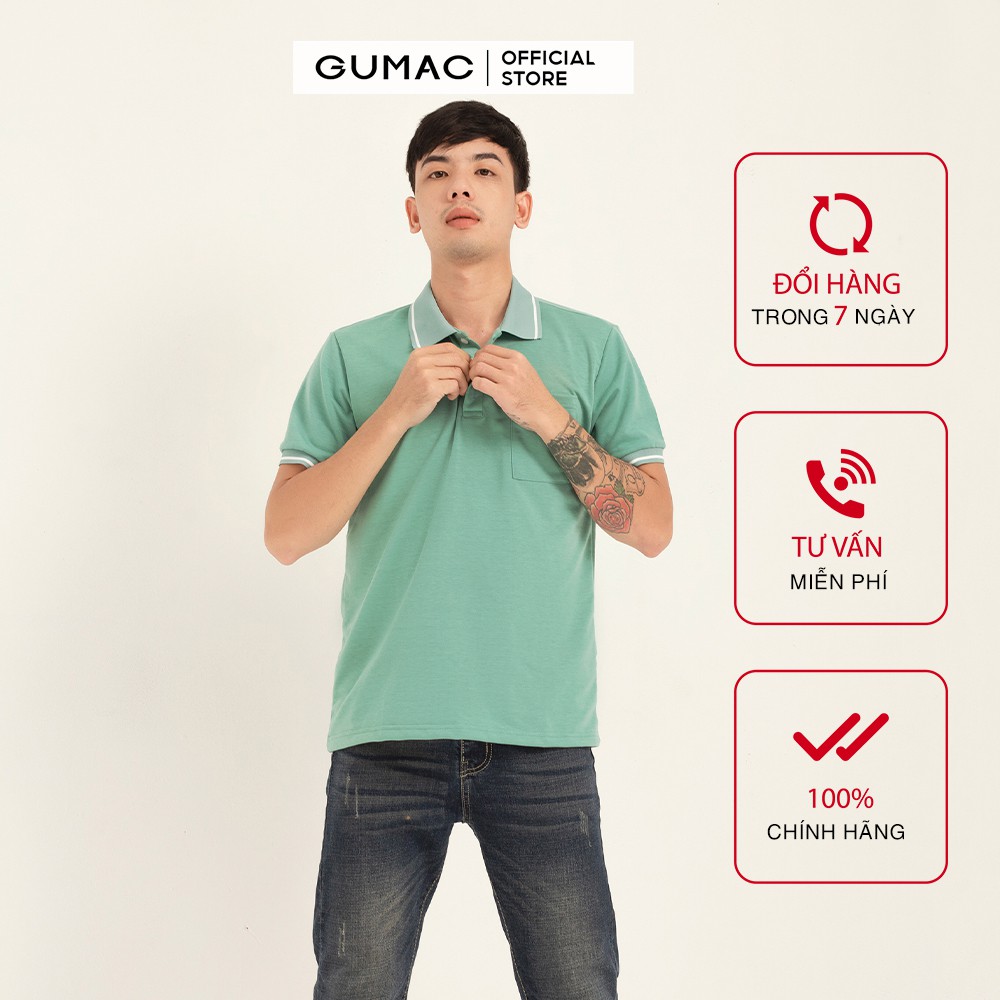 Áo thun polo nam túi đắp GUMAC thiết kế basic trẻ trung ATNB166 | BigBuy360 - bigbuy360.vn