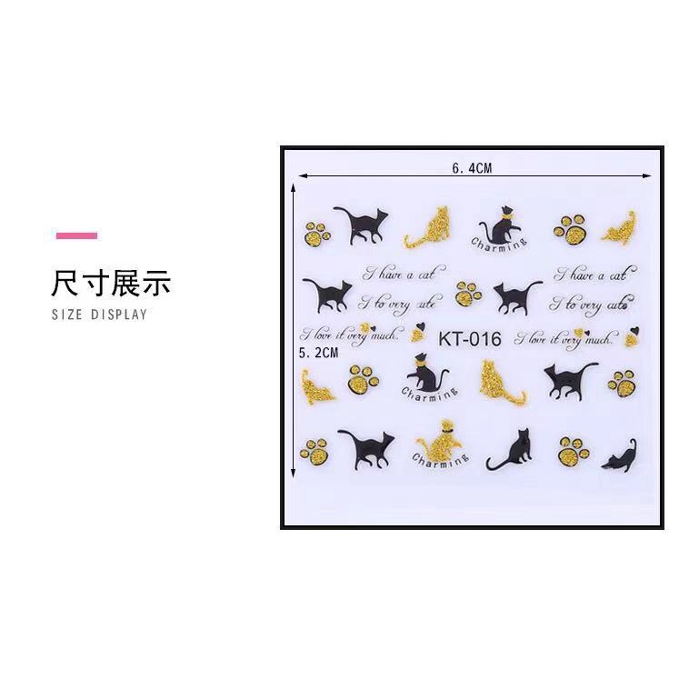 Miếng Dán Trang Trí Móng Tay Hình Mèo Hoạt Hình Dễ Thương Dành Cho Trẻ Nhỏ
