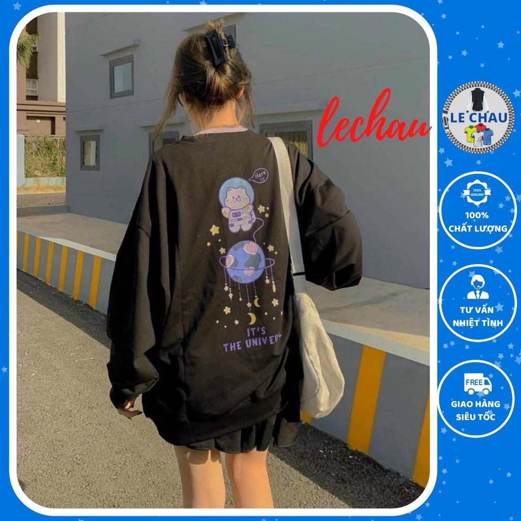 Áo sweater nỉ form rộng nam nữ ulzzang hottrend phong cách unisex street style AKN17 LECHAU trẻ trung năng động cao cấp