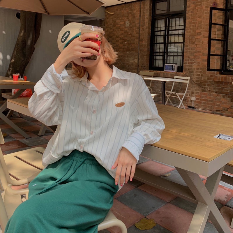 Áo Sơ Mi Nữ Dài Tay Sọc Dọc Thời Trang Hàn Quốc