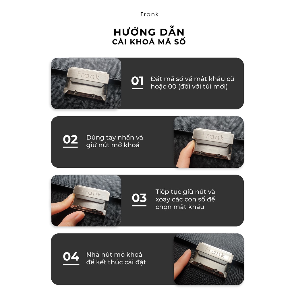 Túi Clutch Cầm Tay Nam Da Bò Saffiano Cao Cấp FRANK Philippe Pouch Clutch Nhiều Ngăn Sang Trọng Tiện Dụng