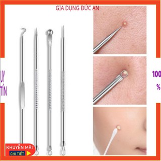 Bộ 4 cây nặn mụn, nhíp gắp mụn thép không gỉ