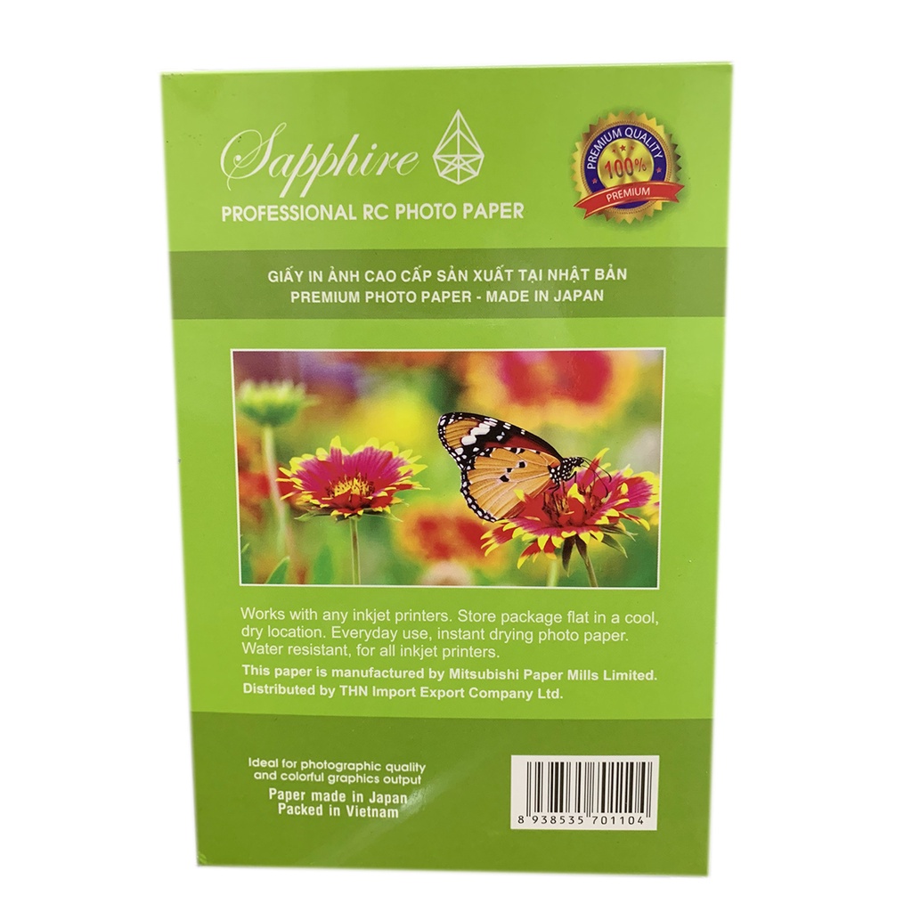 Giấy in ảnh Japan SAPPHIRE RC 230g A6 10x15