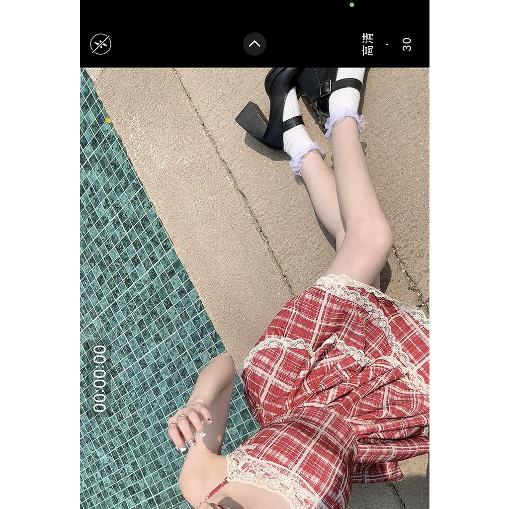 Đầm Hai Dây Phối Ren Họa Tiết Sọc Caro Ngọt Ngào Thời Trang Mùa Hè Cho Nữ