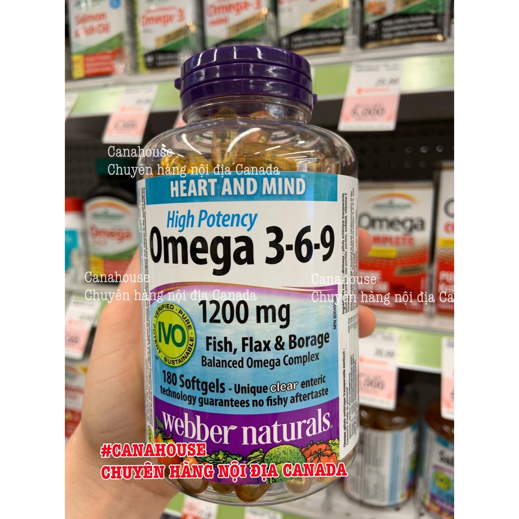 Dầu cá Omega 3-6-9 của Webber Canada - Hũ 180 viên