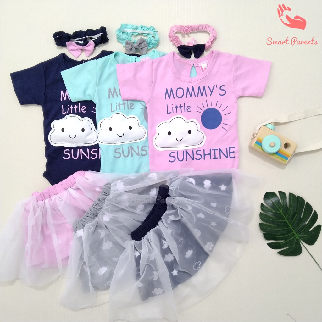 Bộ Áo Liền Quần + Chân Váy Tutu Dễ Thương Thời Trang Cho Bé Gái Sơ Sinh 0-8 Tháng Tuổi