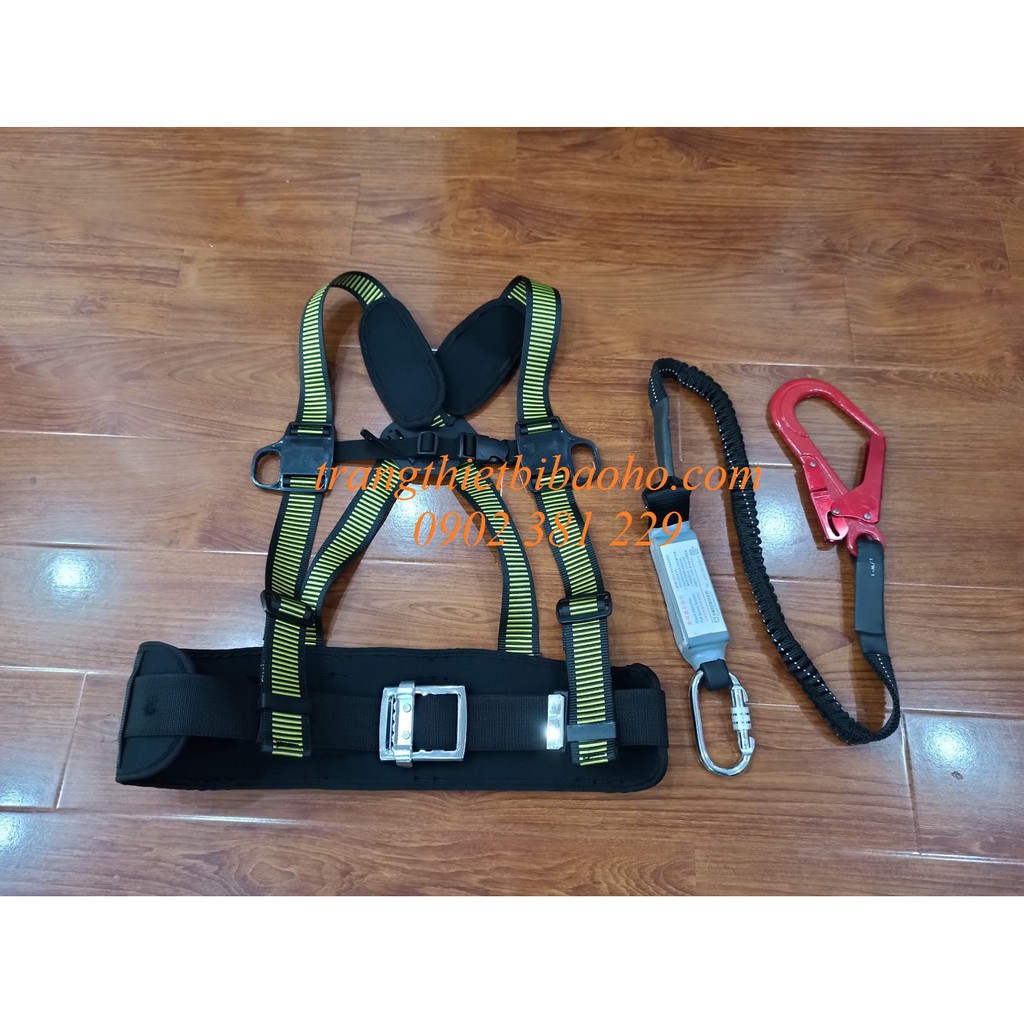 Dây an toàn bán thân Kukje Hàn Quốc 1 móc nhôm giảm sốc (đệm vai - đệm bụng)