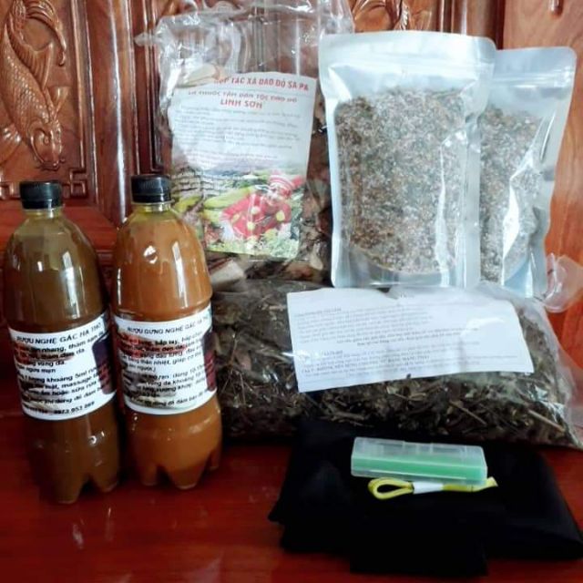 (Combo 500k) 1 lít cốt gừng nghệ gấc + 1lít cốt nghệ gấc + 1 chè vằng+1 lá tắm +2 muối +1 túi chườm