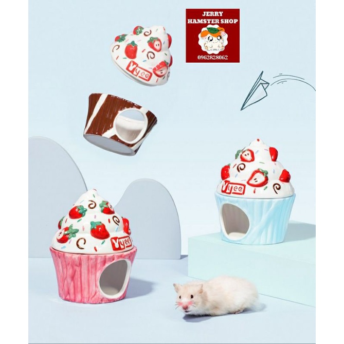 [Yee]Nhà sứ bánh kem dâu cho hamster và thú cưng nhỏ
