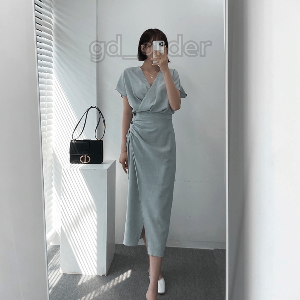 D53|Đầm hàn quốc công sở thiết kế xếp ly dài đẹp sang trọng, đơn giản gd_order