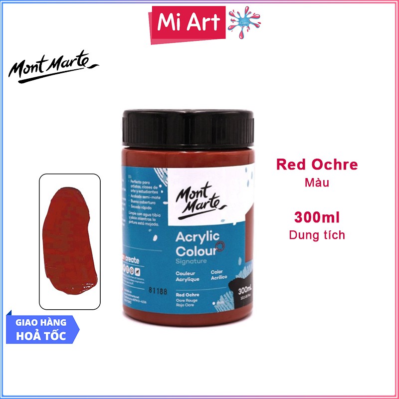 Màu Acrylic Mont Marte 300ml - Red Ochre - Acrylic Colour Paint Signature 300ml (10.1oz) - MSCH3056