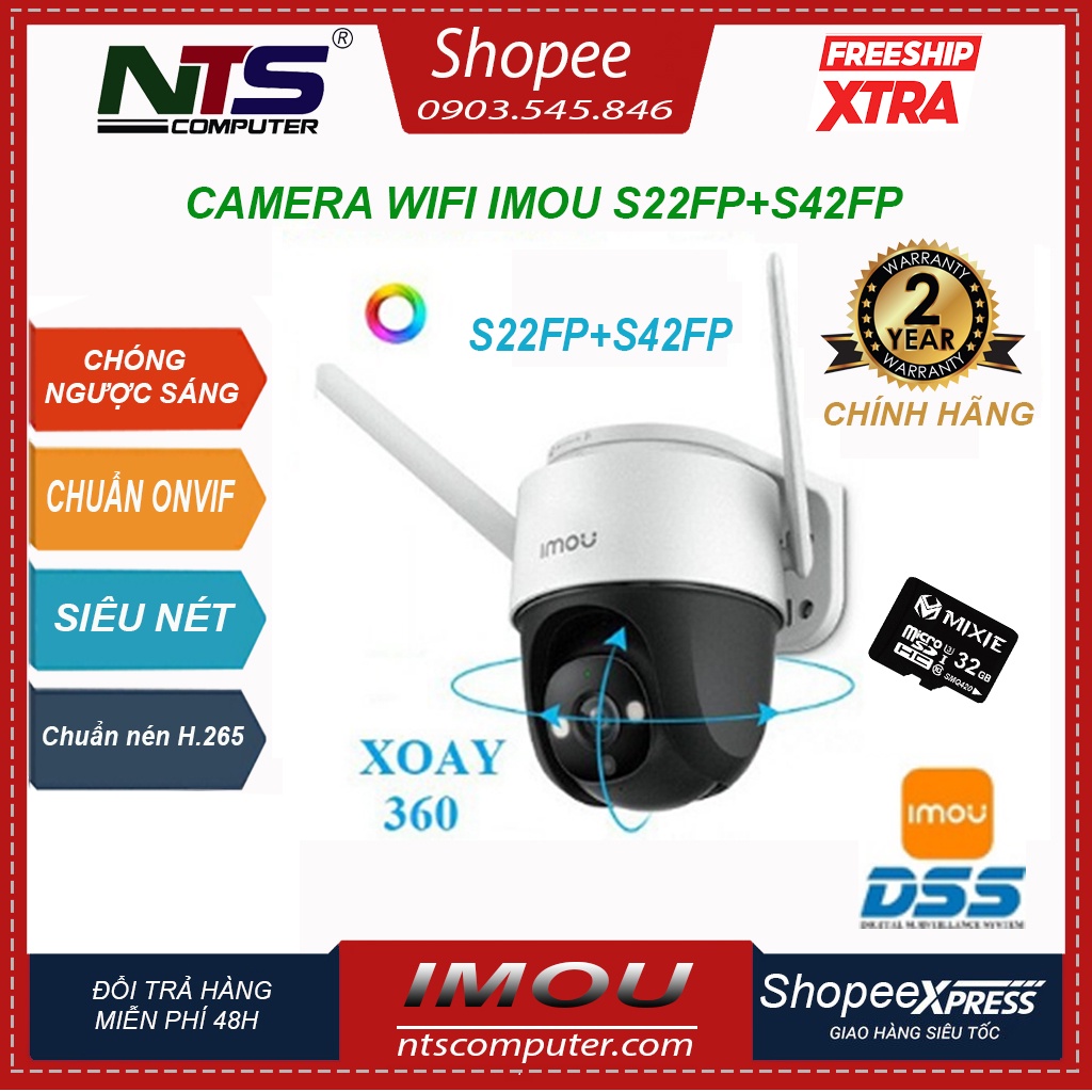 Camera WIFI IMOU S22FP 1080P / S42P 2K 4MP ngoài trời có màu ban đêm, xoay 360 IMOU PTZ Cruiser (Fullcolor)