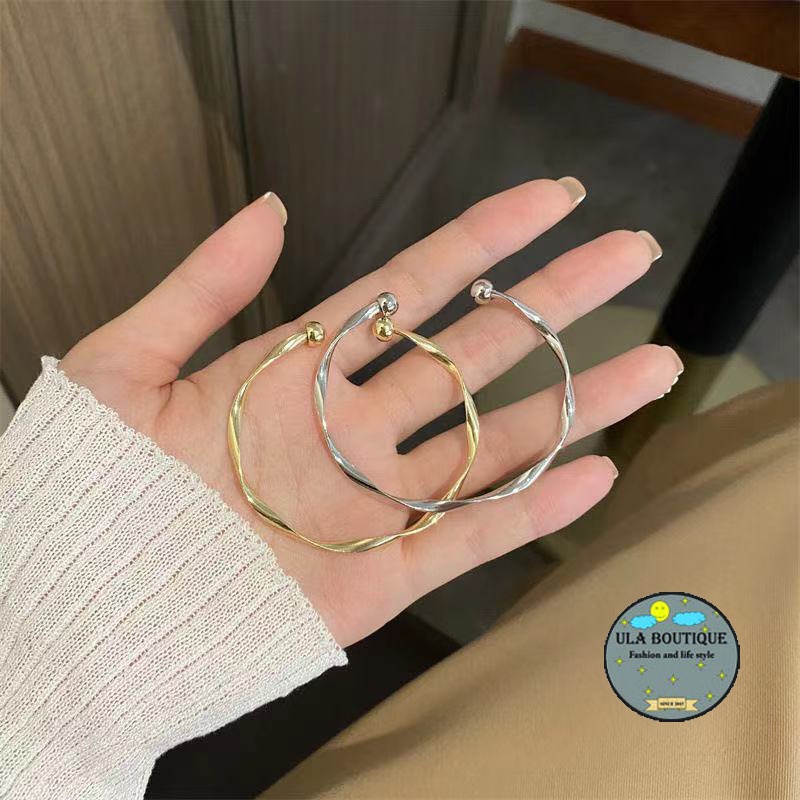 Vòng tay hình sóng màu trơn Ula boutique dạng mở đơn giản thanh lịch VT8
