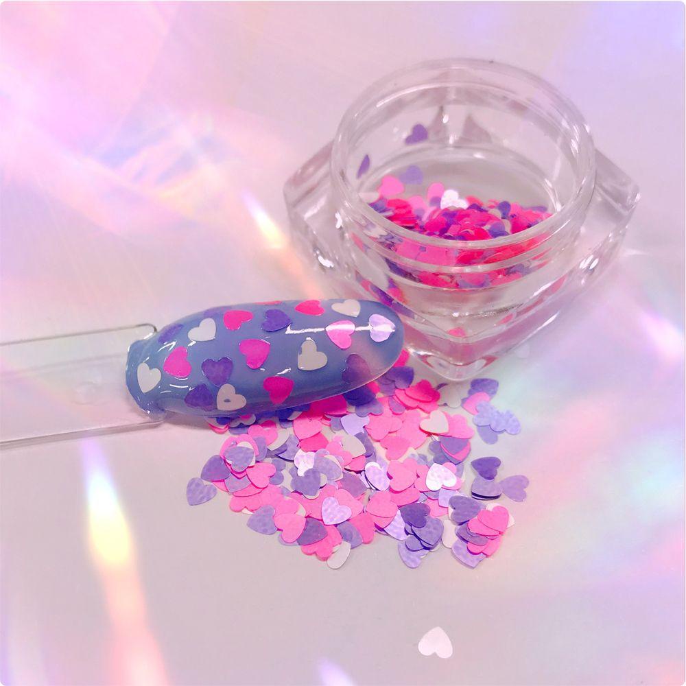 DIACHAVN Hộp Sequin Hình Trái Tim Nhiều Màu Sắc Đính Móng Nghệ Thuật Thời Trang