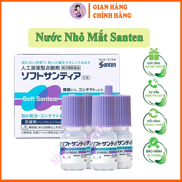 Nước Nhỏ Mắt Nhân Tạo Santen, Giữ Ẩm, Hạn Chế Khô Mắt, Hàng Nhật Nội Địa