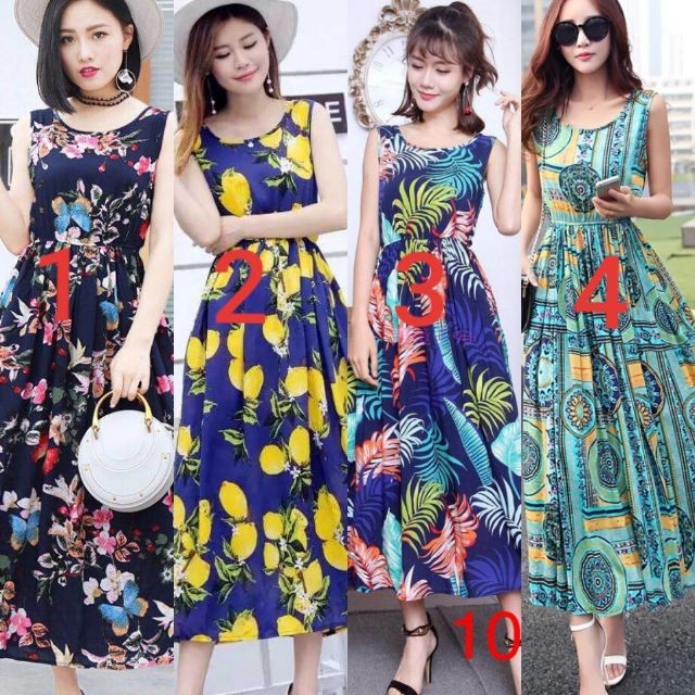 Đầm maxi lanh dài