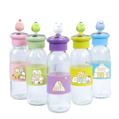 Bình nước sumikko lá cây 400ml BNCI11 thuỷ tinh bình nước cute chai nước dễ thương