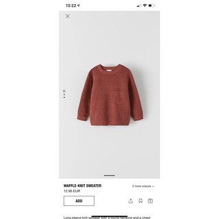 Áo len trơn Zara cho bé trai có túi rất xinh.