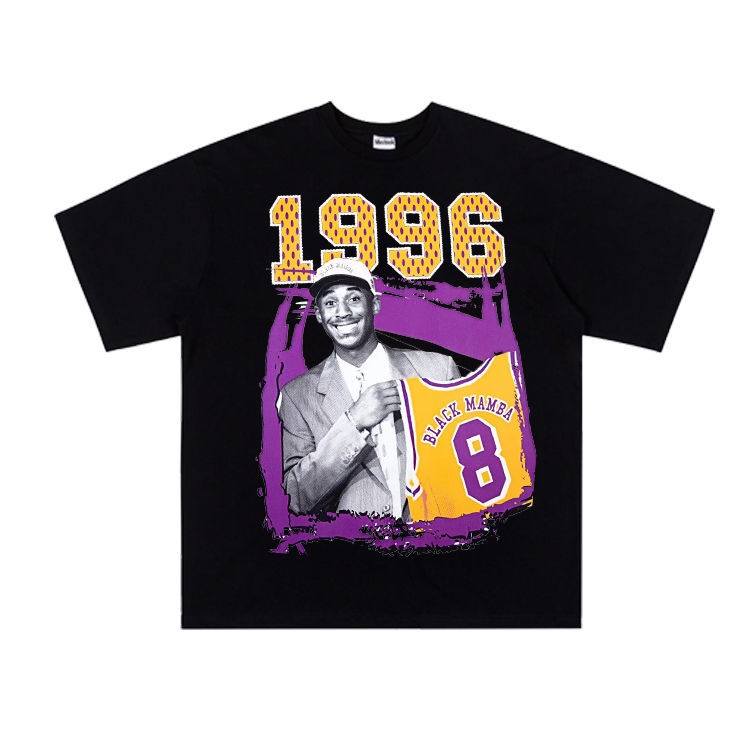 Áo Thun Tay Ngắn Màu Đen In Hình kobe 1996 Phong Cách vintage Mỹ