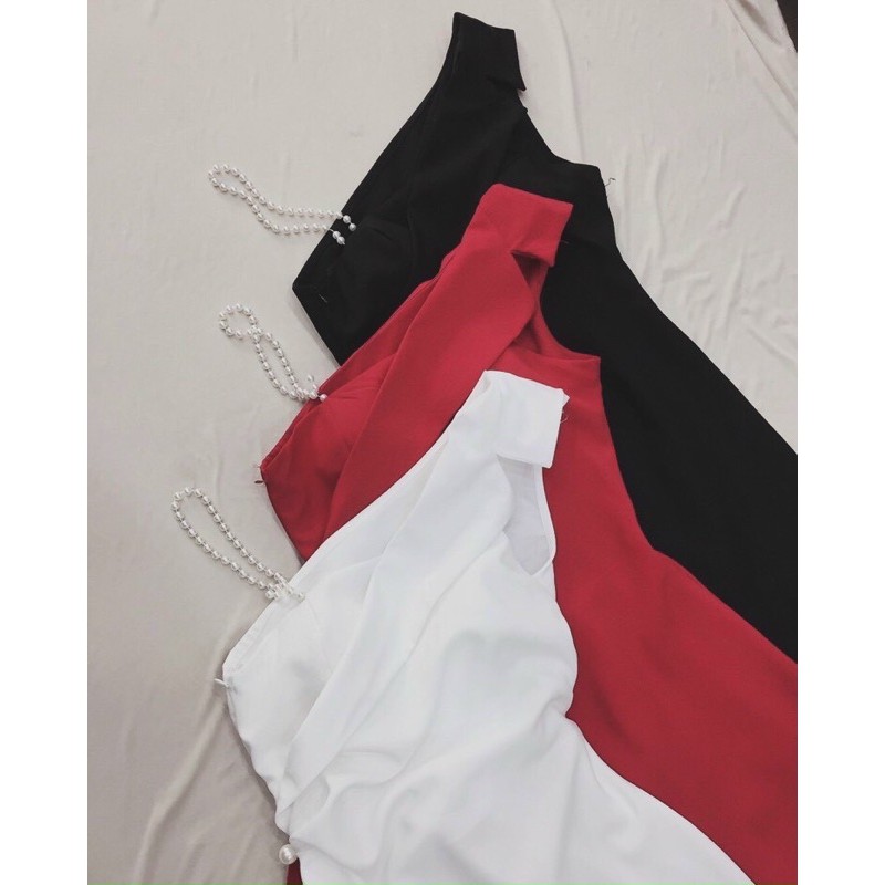 Đầm  Xoè Dự Tiệc Chéo Vai Đính Hạt Chuỗi 4 Màu Sang Trọng Zenna 🌸 Ảnh + video thật 🌸 | BigBuy360 - bigbuy360.vn