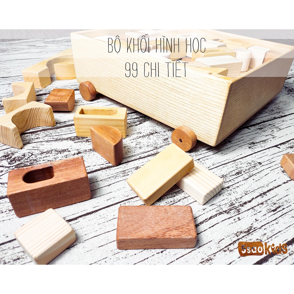 BỘ XẾP HÌNH KHỐI 99 MIẾNG BẰNG GỖ