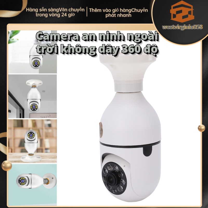 Có thể bán buôn Giá đỡ đèn Camera không dây 360 độ 2.4GHz và 5G WiFi 110‑220V 1080p bóng phát hiện chuyển động Hàng giao ngayWestvirginia058