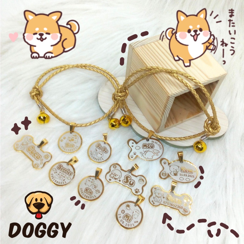 [COMBO GIÁ RẺ] Thẻ Tên Thú Cưng + Dây Đeo Cổ Chó Mèo - Giá Siêu Rẻ, Bảo Hành 1 Năm - DOGGY Shop