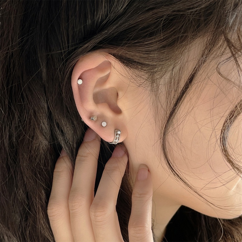 Bông Tai Dạng Xỏ Bằng Thép Không Gỉ 316L Thời Trang Đơn Giản Cho Nam Và Nữ