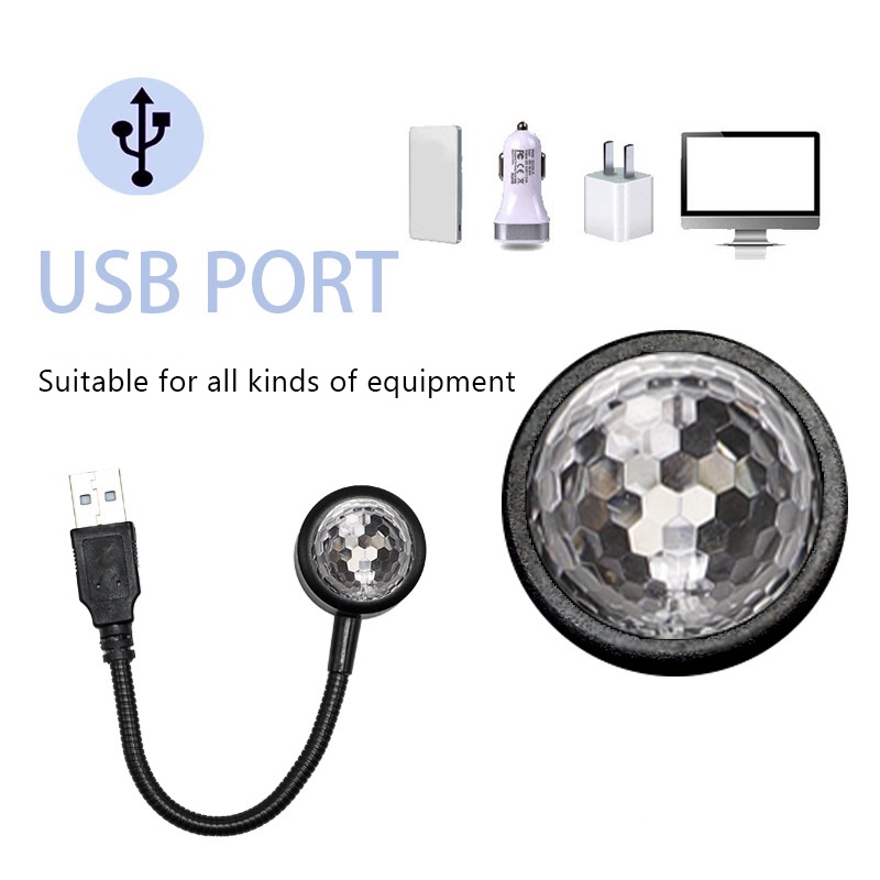 Đèn LED Chiếu Hình Quả Cầu Nhiều Màu Sắc Điều Khiển Bằng Âm Thanh Cho Xe Hơi